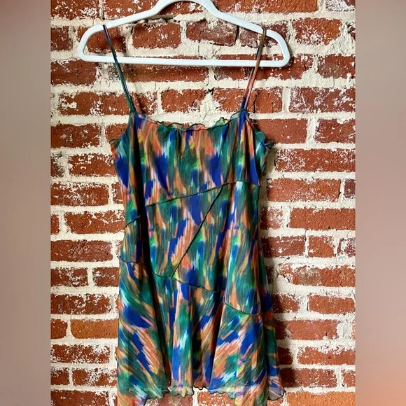 Urban Outfitters Moxie Mesh Mini Slip Dress with an abstract multicolor print - Picture 4 of 7